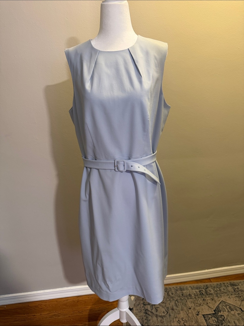 THEORY Sleeveless Light Blue Belted Dress